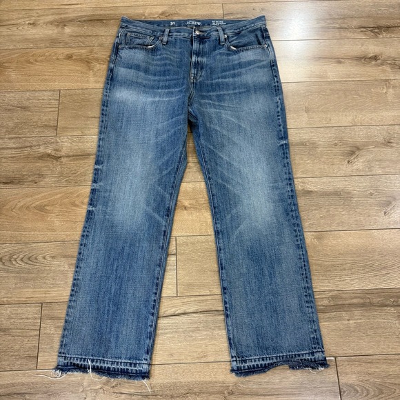 J.Crew RE-64 IDG '84 Straight Jeans Womens Size 31 Distressed Frayed Hem - Picture 2 of 6